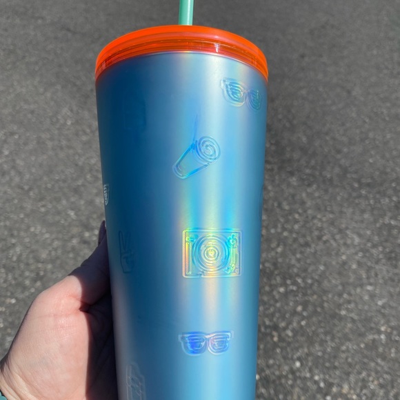 Blue Starbucks 2022 Soft Touch ICON EMOJI Back To School 24oz Cold Cup Tumbler - Picture 1 of 8